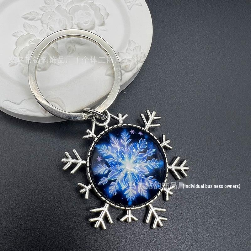 Snowflake Keychain Pendant with 25mm Gem Alloy Base