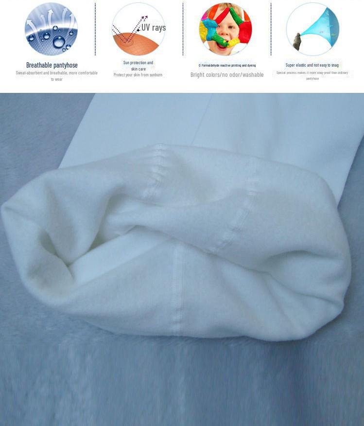 Meia-calça de dança de veludo de pelúcia infantil: Meia-calça branca de alta elasticidade para outono/inverno, apresentação de ano novo.