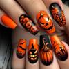 Ghostly Pumpkin Square False Nail Medium Length ABS Finish Halloween Party Nail Art For Women Costume Accessories
