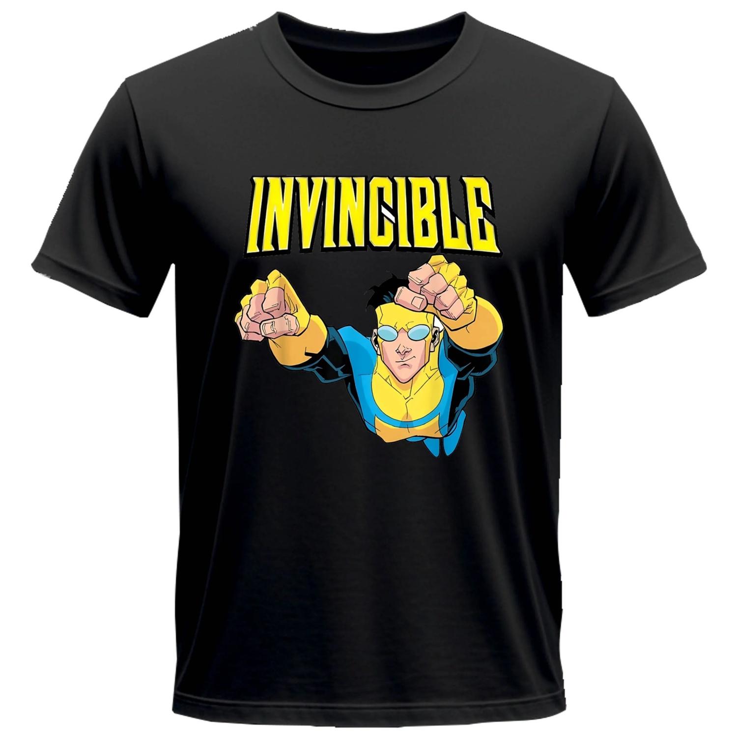 

2025 Invincible Superhero T-Shirts Men Women Adult Anime 100% Cotton T Shirt Round Collar Short Sleeve All Seasons Tops S чёрный