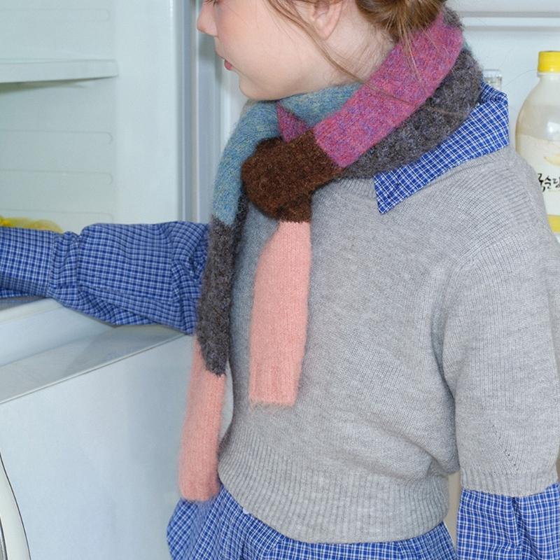 Trendy Skinny Knitted Scarf Soft Wool Blend Neckerchief Women's Neckwear for Daily Wear and Festivals