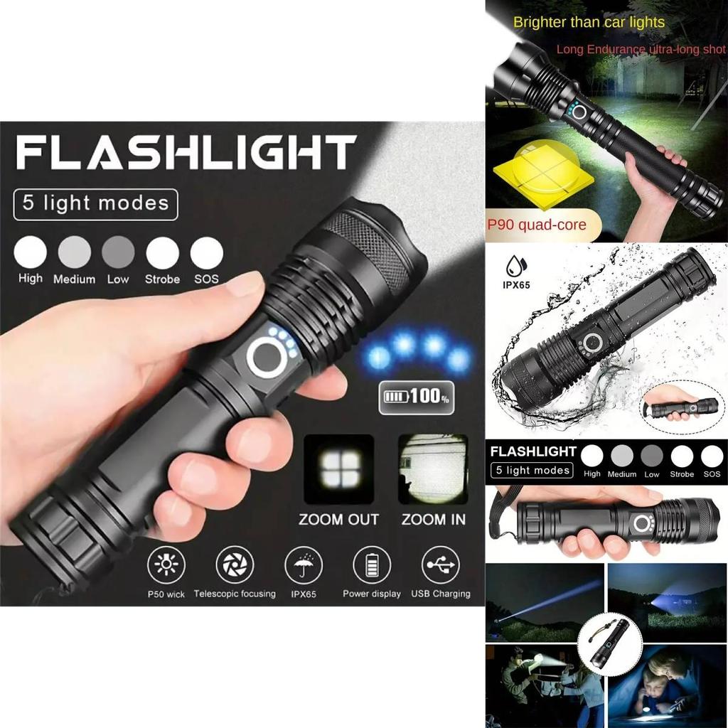 High Brightness Portable P50 Led Flashlight With Durable Aluminum Alloy Waterproof Design Ideal For Camping And Hiking