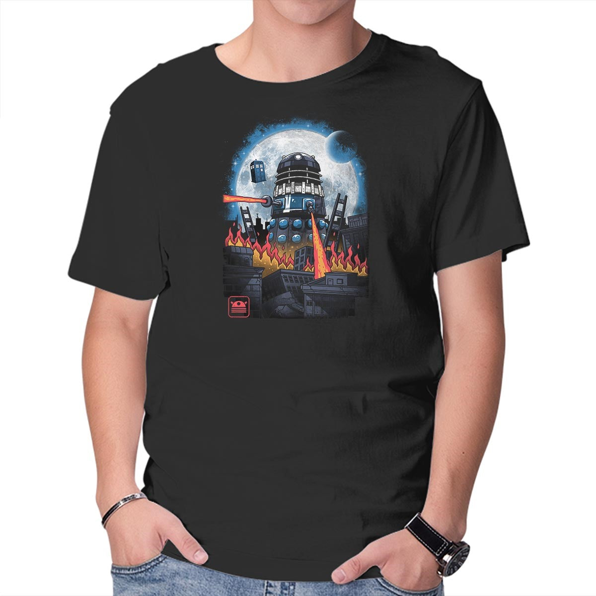 Unisex Crew Neck T-Shirt Dalek Kaiju Graphic Short Sleeve Casual Tee M
