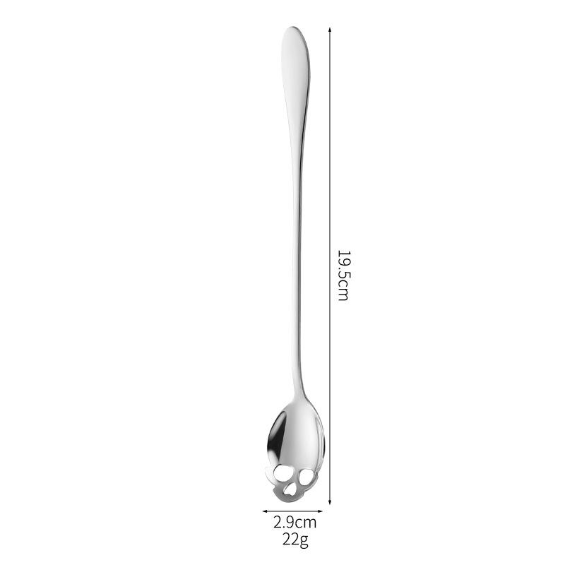 

304 Нержавеющая сталь Череп Форма Кофе Ложка Чайные ложки Длинная ручка Ложка для размешивания мороженого Настольные предметы Кухонные принадлежности серебряный