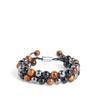 Jewelry Bracelet, Double-layer Woven Bracelet, Black Gallstone, Tiger's Eye Stone, Adjustable Beaded Bracelet.