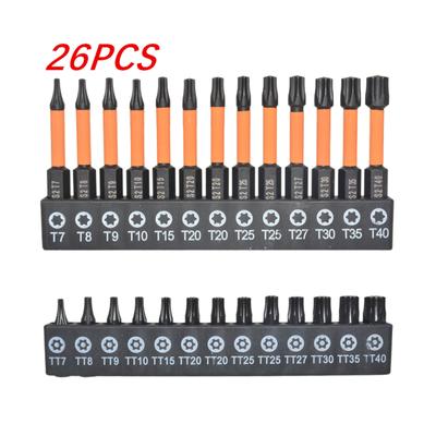 Set di 26 Pezzi Punte per Cacciavite con Testa Torx Gambo Esagonale Sicurezza Antimanomissione Cacciavite Trapano Punta Cacciavite Magnetica Utensile