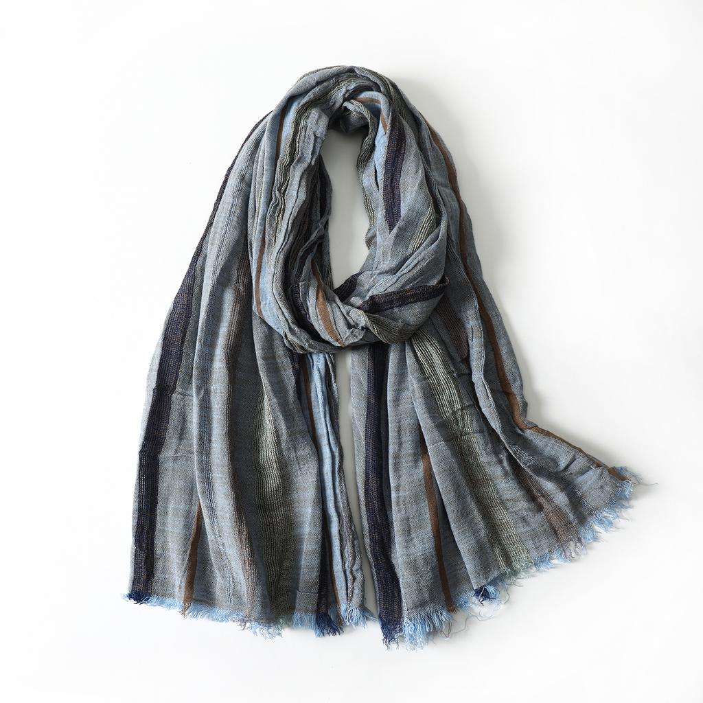Fashion Men Cotton Linen Striped Scarf