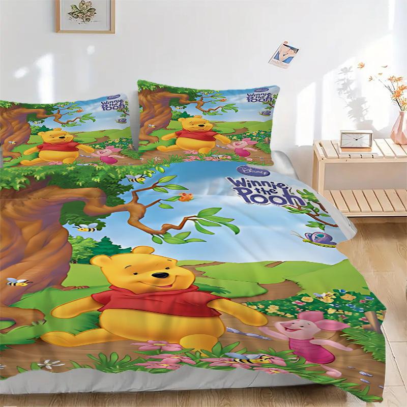 Winnie Pooh Piglet Adventure Print 3Pcs Bedding Setduvet Cover With 2 Bedropillowcase Home Birthday Gift