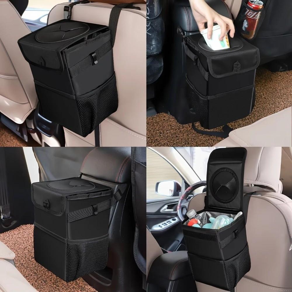 Collapsible Car Trash Can with Lid Car Garbage Bin Leakproof Car Trash Bag Car Use