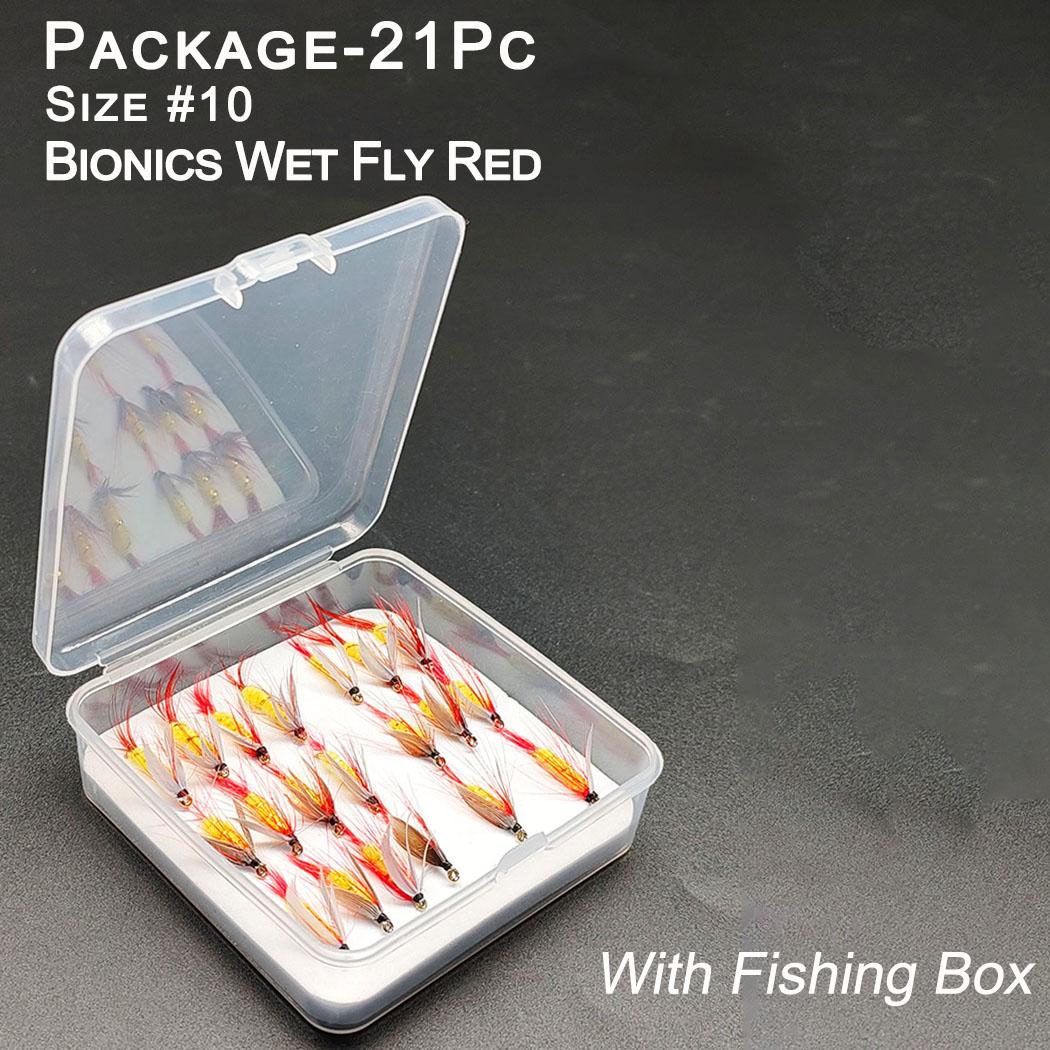 21Pcs(with Flies Box) Fly Fishing Flies Artificial Wet Fly Red Wet Flies Nymph Bait for Fishing Trout/Perch/Salmon Fishing Lure 21Pc(with Flies Box)