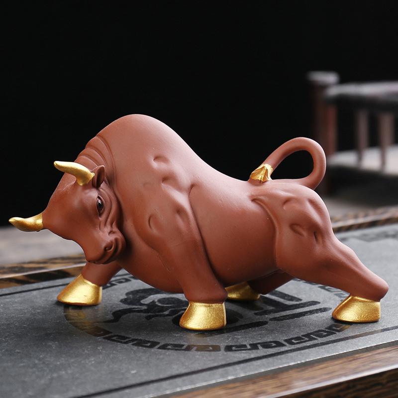

Ceramic Bull Sculptures and figurines, handmade Home, Room, Office, Car Wealth Luck Feng Shui Decor Chinese gift