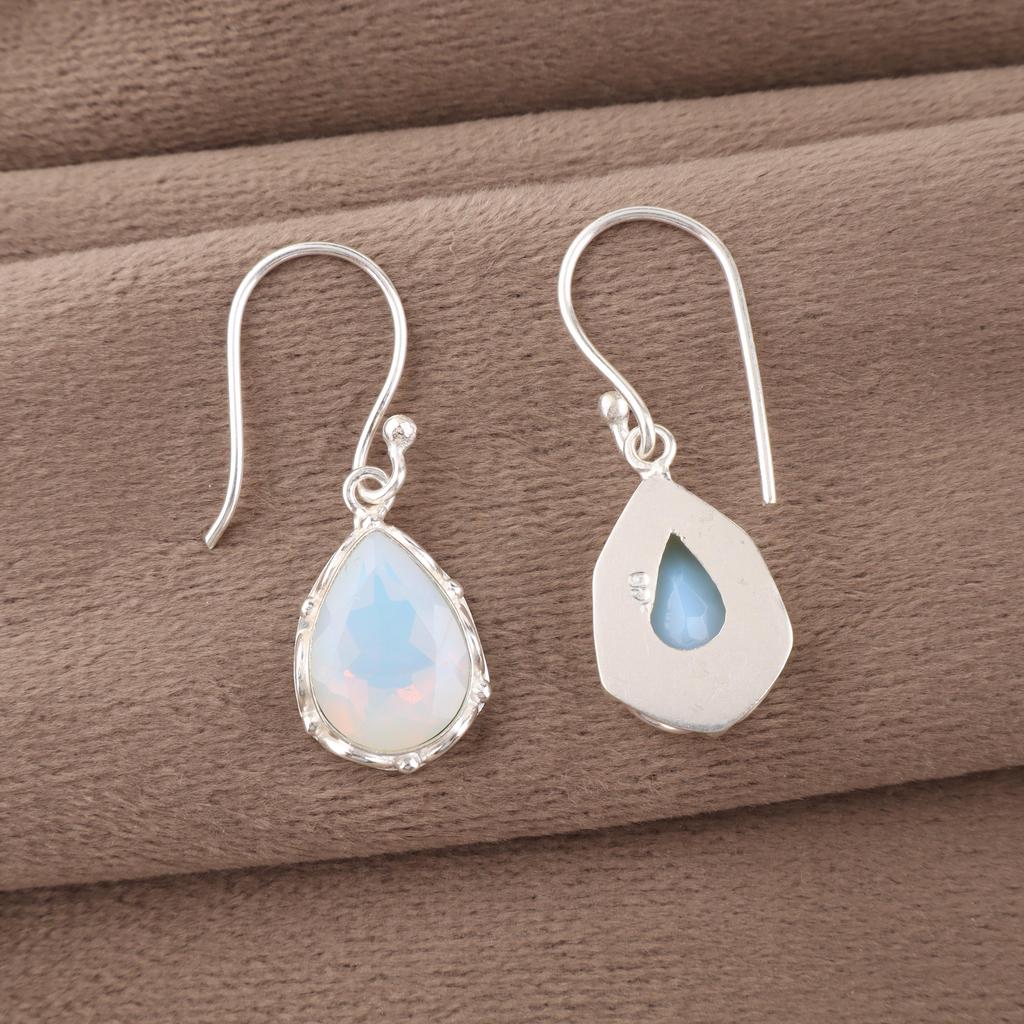 Milky Opal Handmade Latest Design Jewelry Earrings, 925 Sterling Silver Gemstone Earrings, Gift For Mother