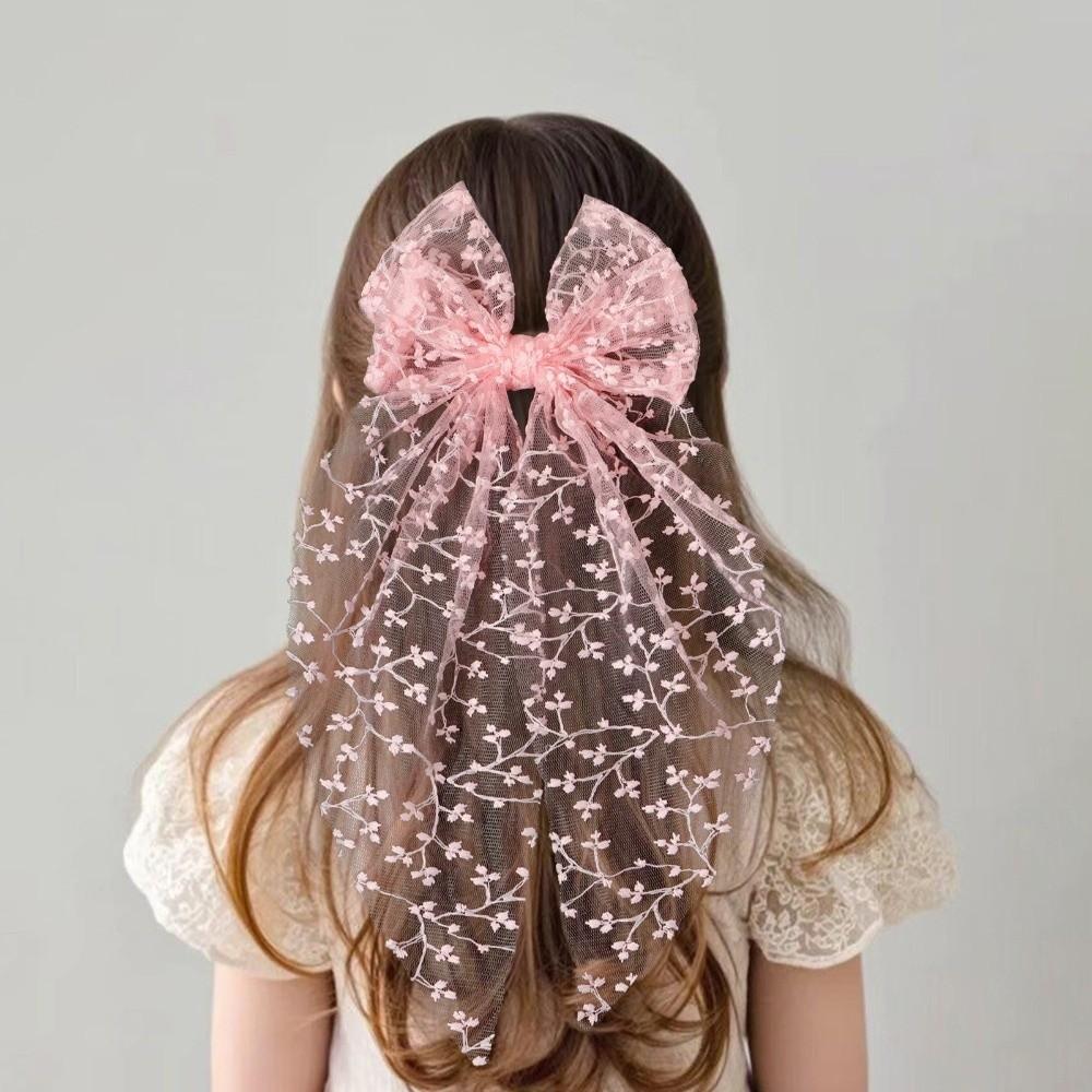 Vintage Lace Bow Hairpin Flower Embroidery Kids Hair Accessories New Princess Style Hair Clip  Gift