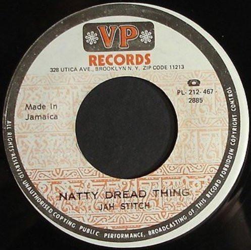 

7inch Record JAH STITCH Natty Dread Thing Sweet Version NONE VP Records Jamaica Reggae Ska Dub Used