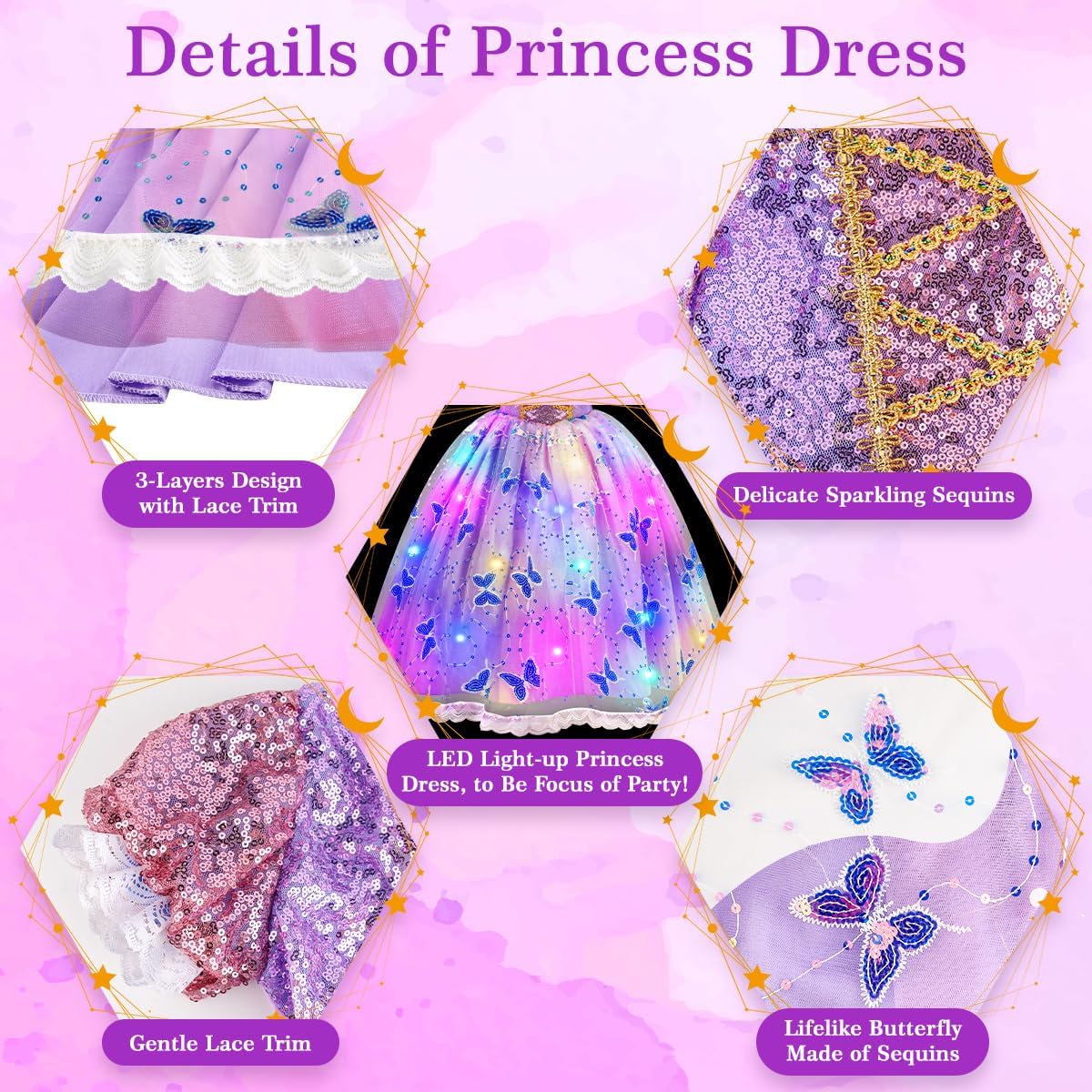 Meland Princess Dresses for Girls - Light Up Princess Costume for Little Girl, Halloween Costumes & Gift for Toddler Age 3-10 3-4 Years