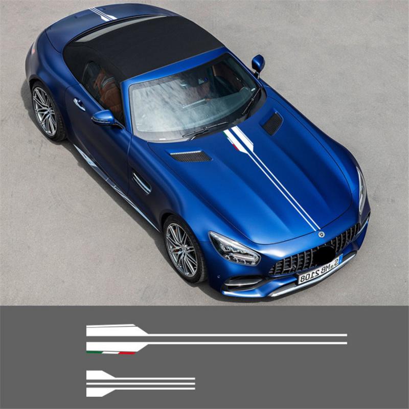 Universal Car Hood Decal Vinyl Stripe Stickers Black Car Head Decor Waterproof