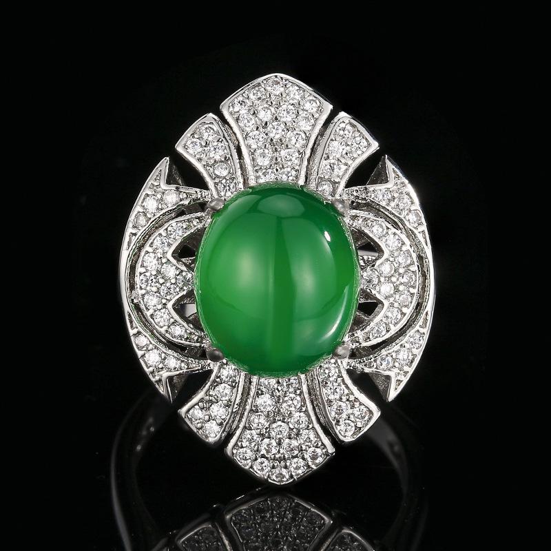 Jewelry Rings Natural Chalcedony Agate Imitation Pigeon Blood Red Corundum Retro Fashion High-end Feel Women's Open