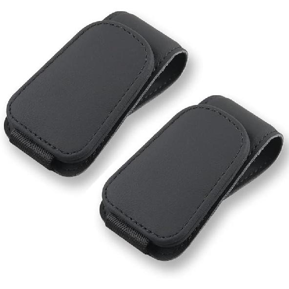 2Pcs Sunglass Holder For Car, Magnetic Leather Eyeglass Hanger Clip For Car Sun Visor, Sunglasses Holder And Ticket Card Clip For Car Visor