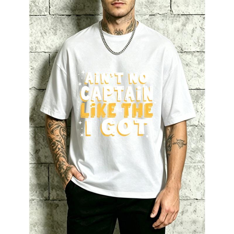 Casual Fun Style Mens Crewneck T-Shirt Loose Fit Cotton Fashion Versatile Soft And Comfortable Fabric  ,Summer And Spring Season Perfect Gift