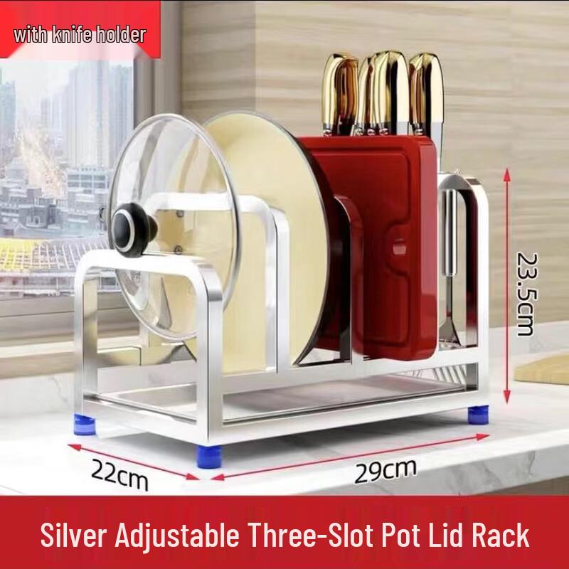 Stainless Steel Knife & Pot Lid Organizer Rack