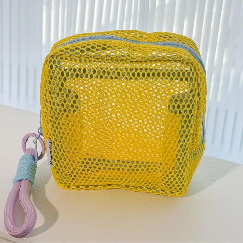 Large Capacity Dopamine Mesh Storage Bag Cosmetic Storage Tofu Bag Portable Travel Grooming Bag YLE413