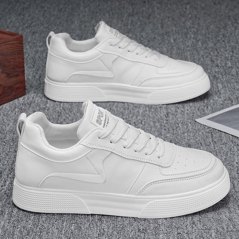 New men's board shoes sports men's shoes trend breathable leather surface heightening white shoes casual sports shoes platform fashion