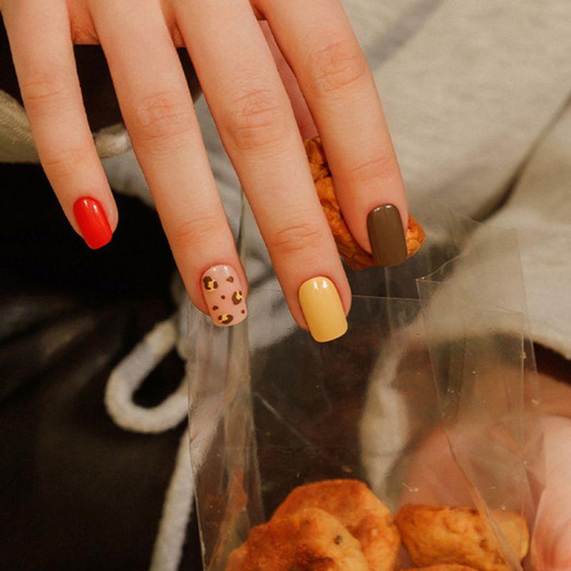 Многоразовые типсы для ногтей Сладкий леопард (Обычный квадрат)