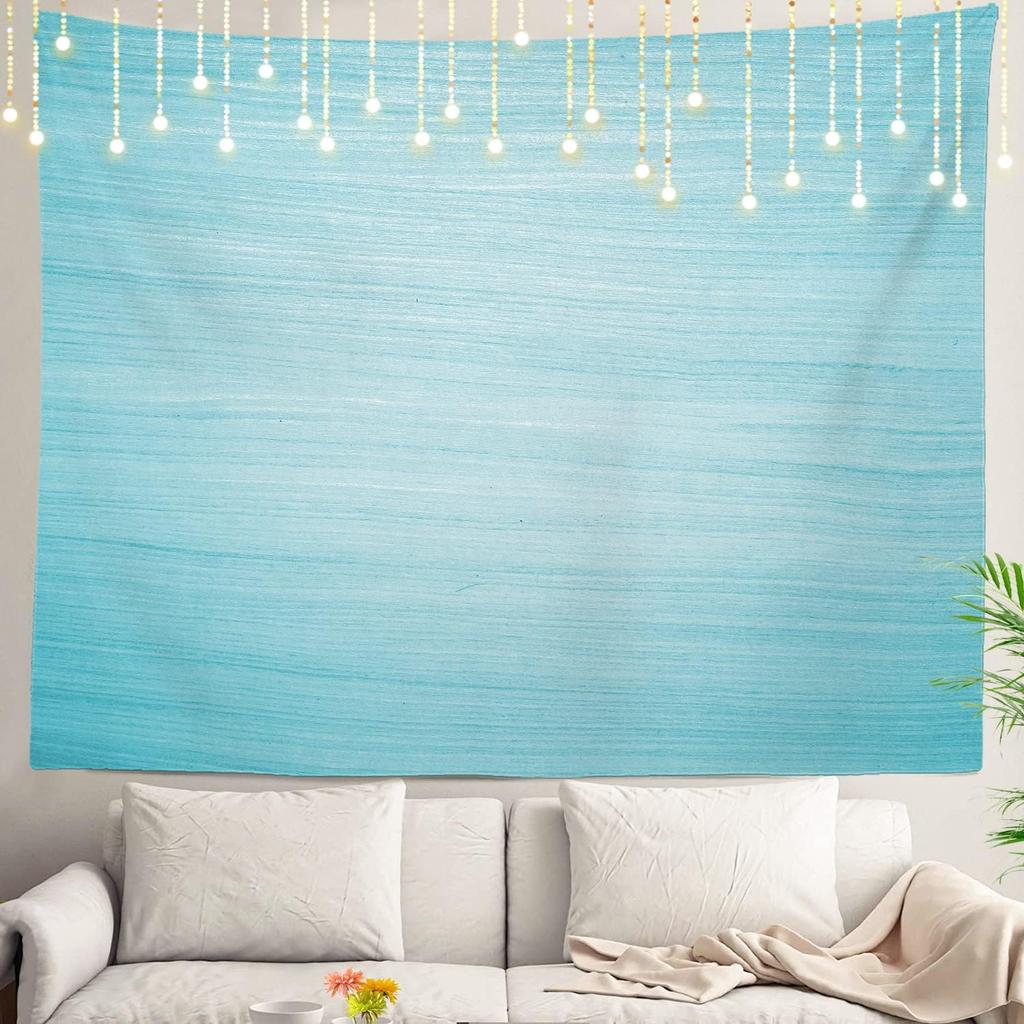 Navy Blue Watercolor Mountains Wall Tapestry, Sky Wall Hanging Large Tapestry Decoration Polyester Fiber White Hem Around for