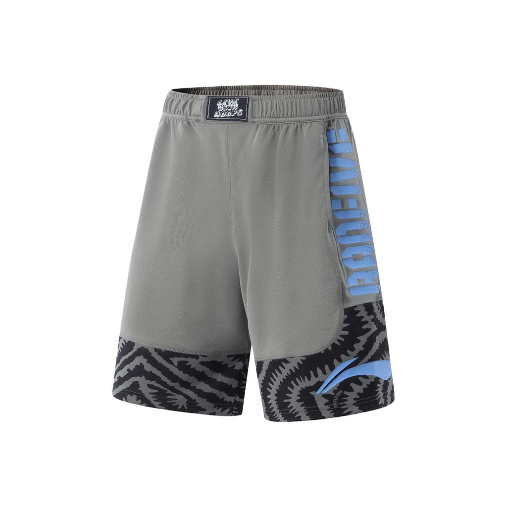 Li Ning Basketball Series Bad Five Color Block Letter Lace-Up Breathable Versatile Basketball Shorts Men shorts AAPV021-4