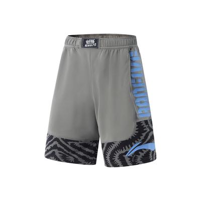 Li Ning Basketbolserie Bad Five Färgblock Bokstav Snörning Andningsbara Mångsidiga Basketshorts Herrshorts AAPV021-4