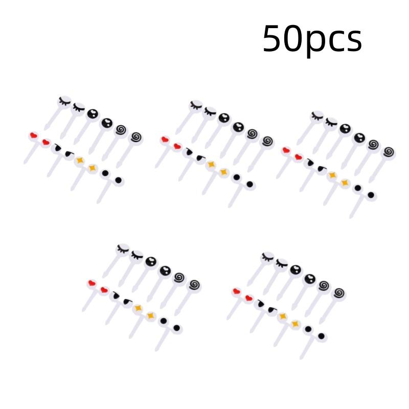 Plastic Fruit Toothpick Lovely Eye Cartoon Forks Bento Decorative Tableware Food Picks Fish Fork Dessert