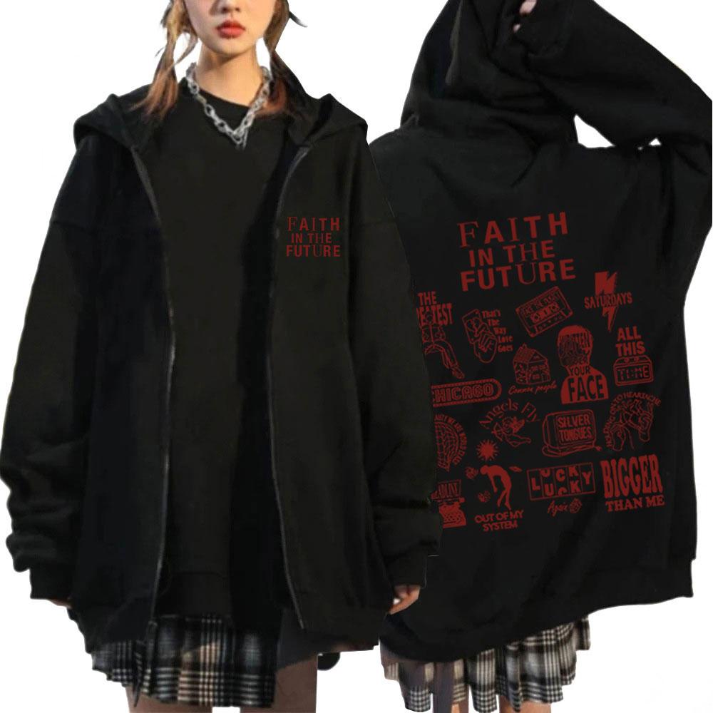 

Мужская толстовка на молнии с капюшоном Faith in The Future Tour Concert Модная винтажная толстовка на молнии Эстетика Харадзюку Оверсайз толстовки с капюшоном S