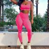 Calças de Yoga Sem Costura de Cintura Alta – Femininas com Fio de Compressão Justas para Corrida e Fitness