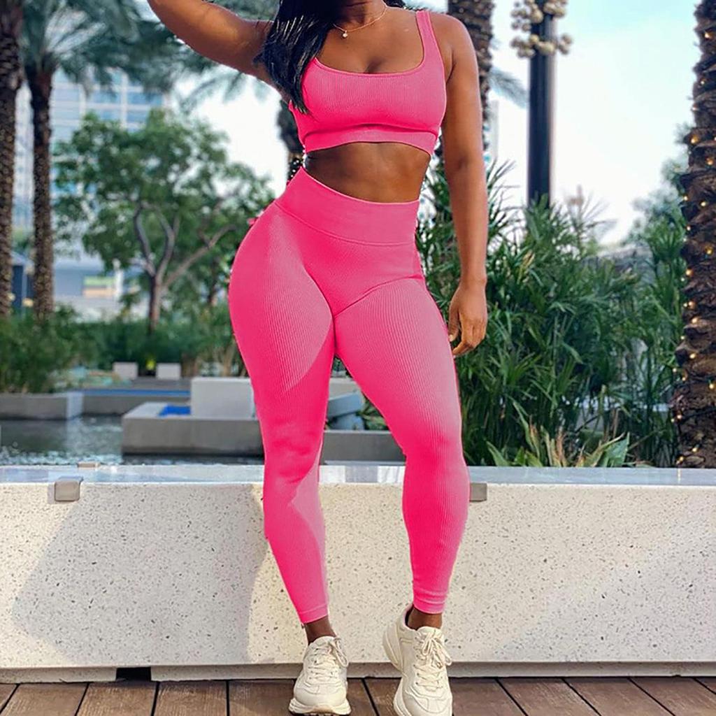 Calças de Yoga Sem Costura de Cintura Alta – Femininas com Fio de Compressão Justas para Corrida e Fitness