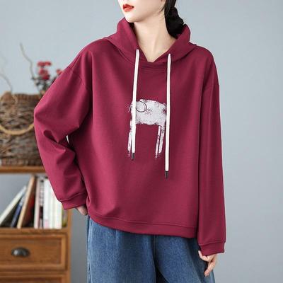 Baumwolle übergroße Vintage Hoodies lässig lose Frauen Frühling Herbst Pullover Sweatshirt Hoodie Tops