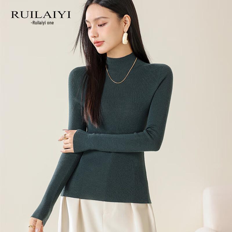 

RUILAIYI Women s Seamless Wool Mock Neck Long Sleeve Base Layer L