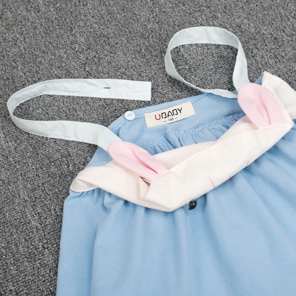 2024 New Baby Girls Summer Cotton Dress Cute Rabbit Suspenders Skirt Children Beach Casual Dresses