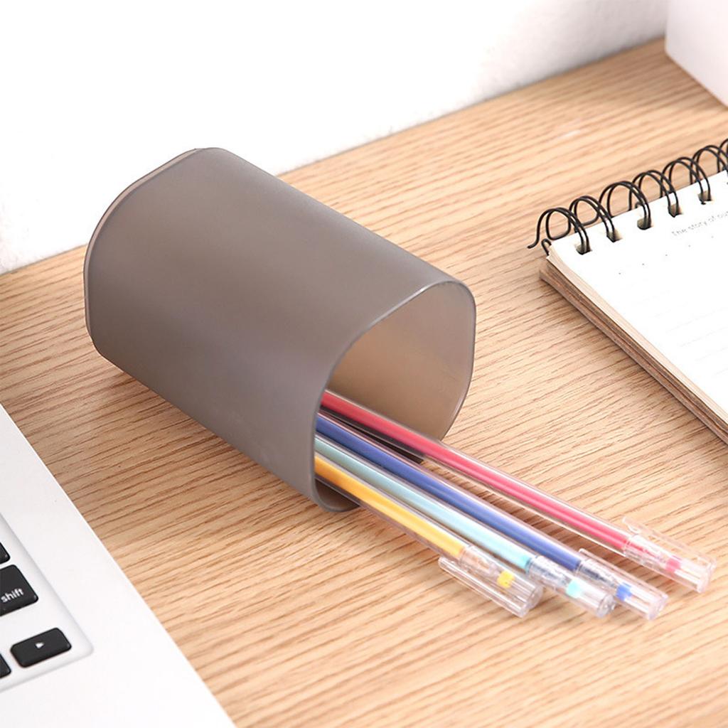 Pen Holder Transparent Frosted Finish Pencil Holder Space Saving Multifunctional Pen Holder Cup for Desktop School