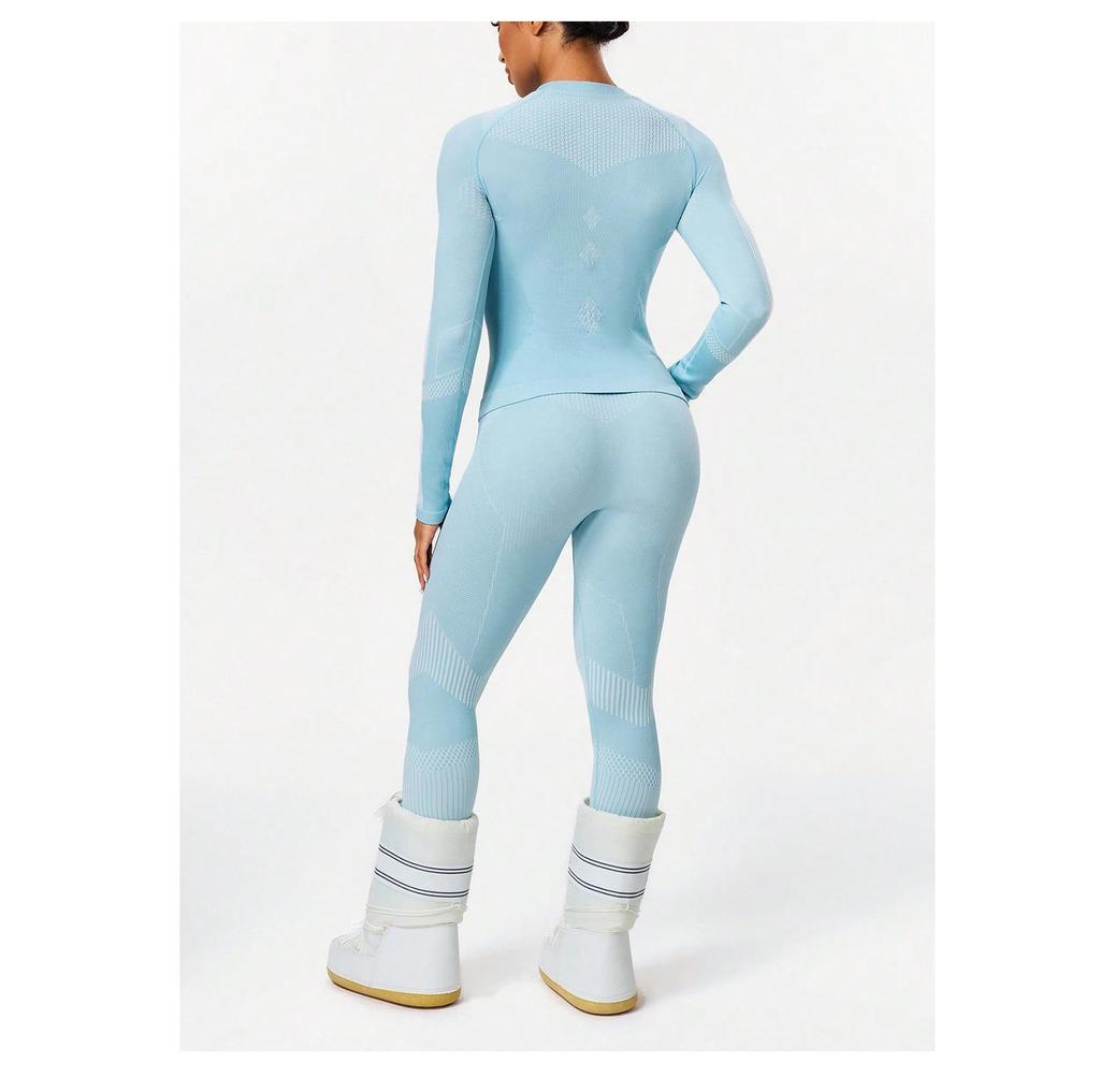 Ciepły zestaw bielizny bazowej narciarskiej i do jogi: Długi rękaw odprowadzający wilgoć