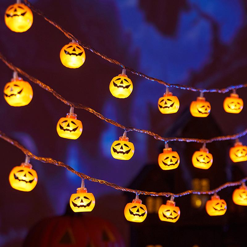 Light-Up Pumpkin String Lights for Halloween Decor and Party Ambiance