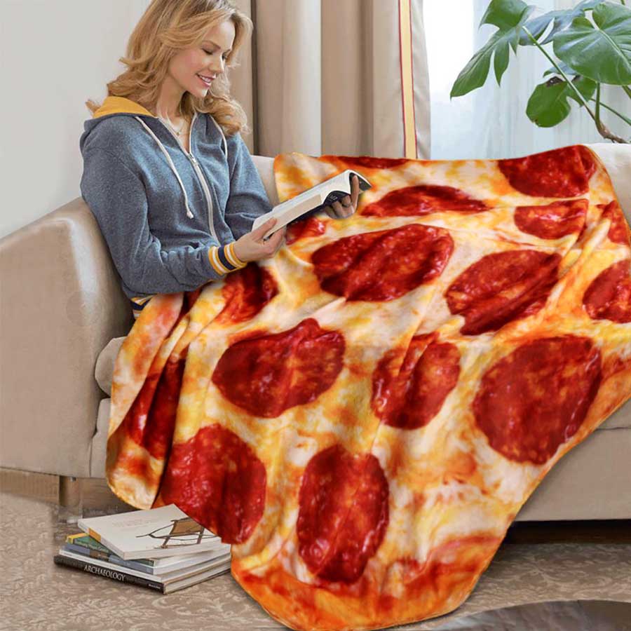 WOSTAR Warm Coral Fleece Tortilla Pizza Blanket Mexican Round Lavash Wool Sofa Plaid Winter Fluffy Plush Large Throw Blankets