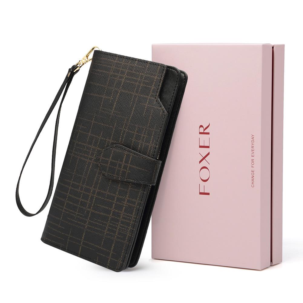 

Женский роскошный двухслойный длинный клатч-кошелек из коровьей кожи 2024 года чёрный