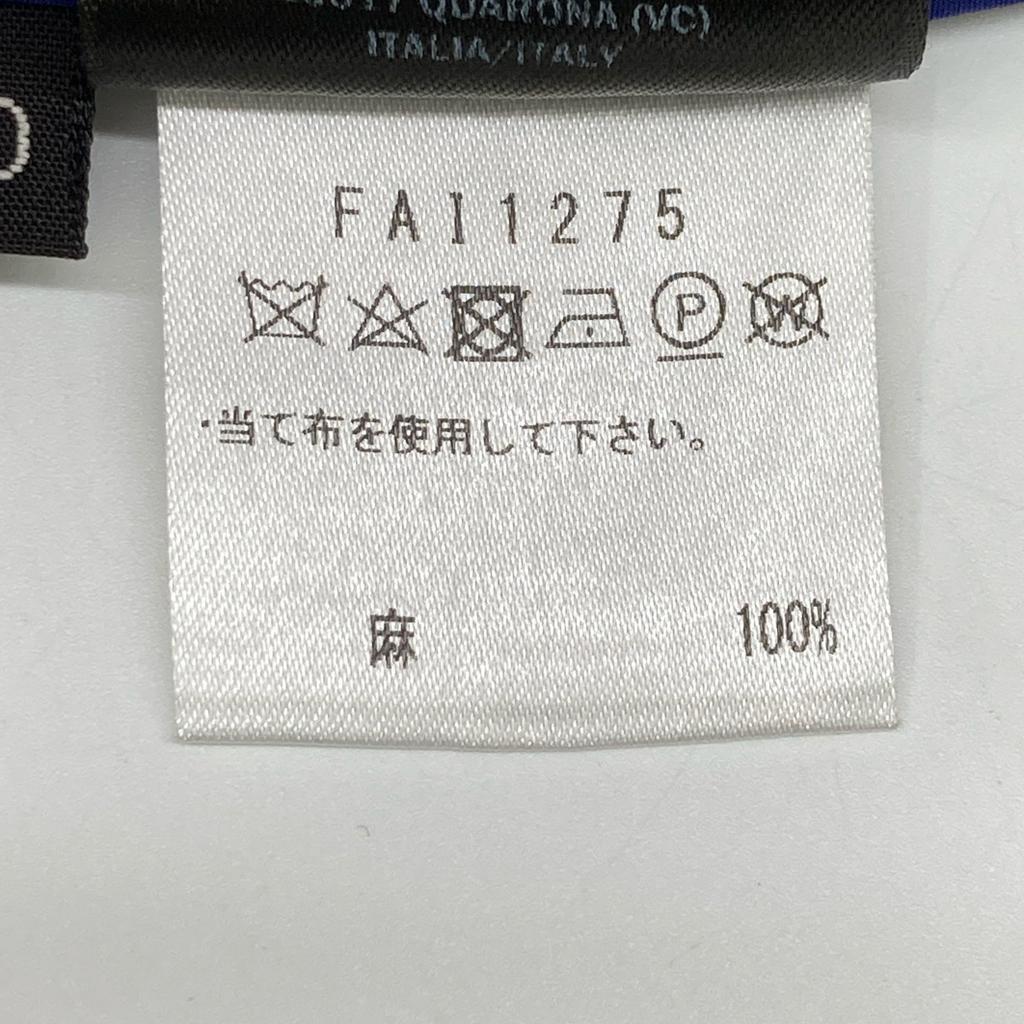 loro piana FA11275 Blue Linen 100% High-Waisted Tucked Wide Pants Bottoms 40 blueUsed