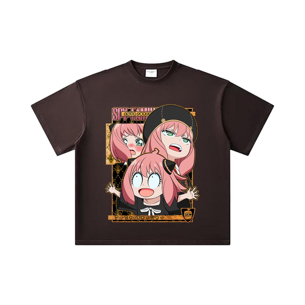260 GSM Double Yarn 32 Count 100% Cotton Spy Family V12 Anya Print Unisex Heavy Cotton T Shirt