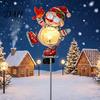 Holiday Lawn Ornaments Solar Christmas Snowman Bird Garden Light, Waterproof Outdoor Stake Lamp with Crackle Glass Yard Art Ball, Warm White LED Decor