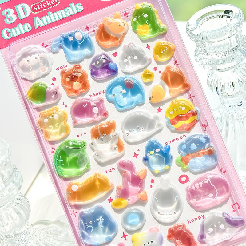 Korean NEKONI Creative Food Fruits Cartoon 3D Relief Stickers Scrapbooking Diy Journal Cute School Office Stationery Sticker