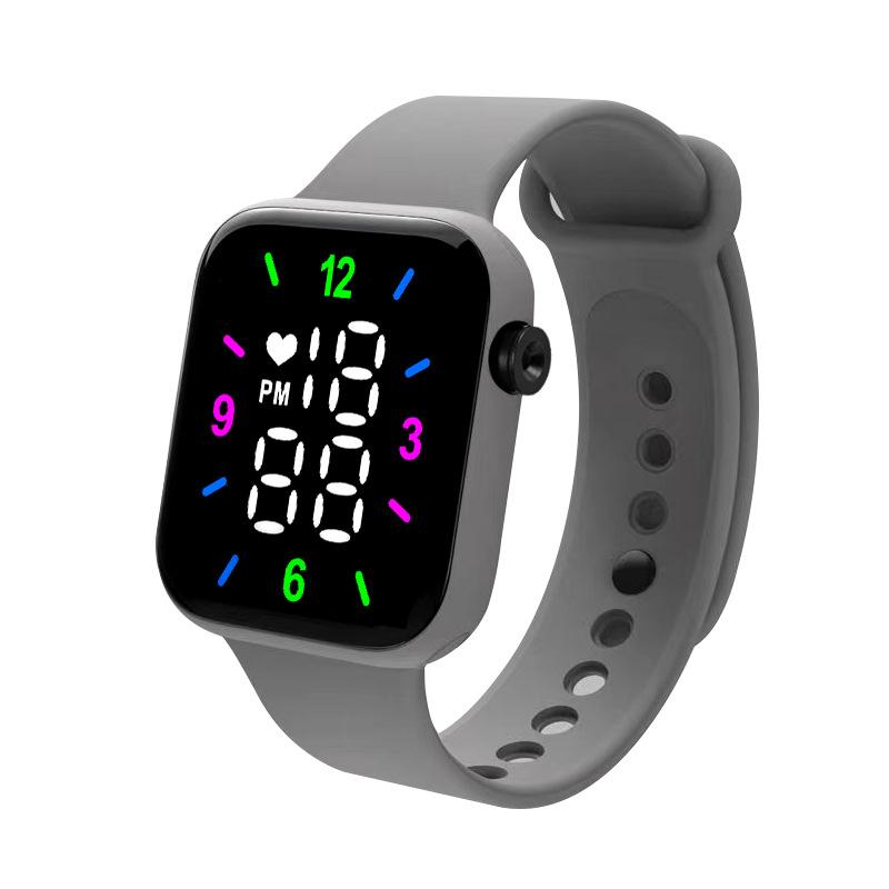 Elektronische Uhr Kinder LED Digital Sportuhr Wasserdicht Modisch Quadratisch Outdoor Silikonarmband für Kinder