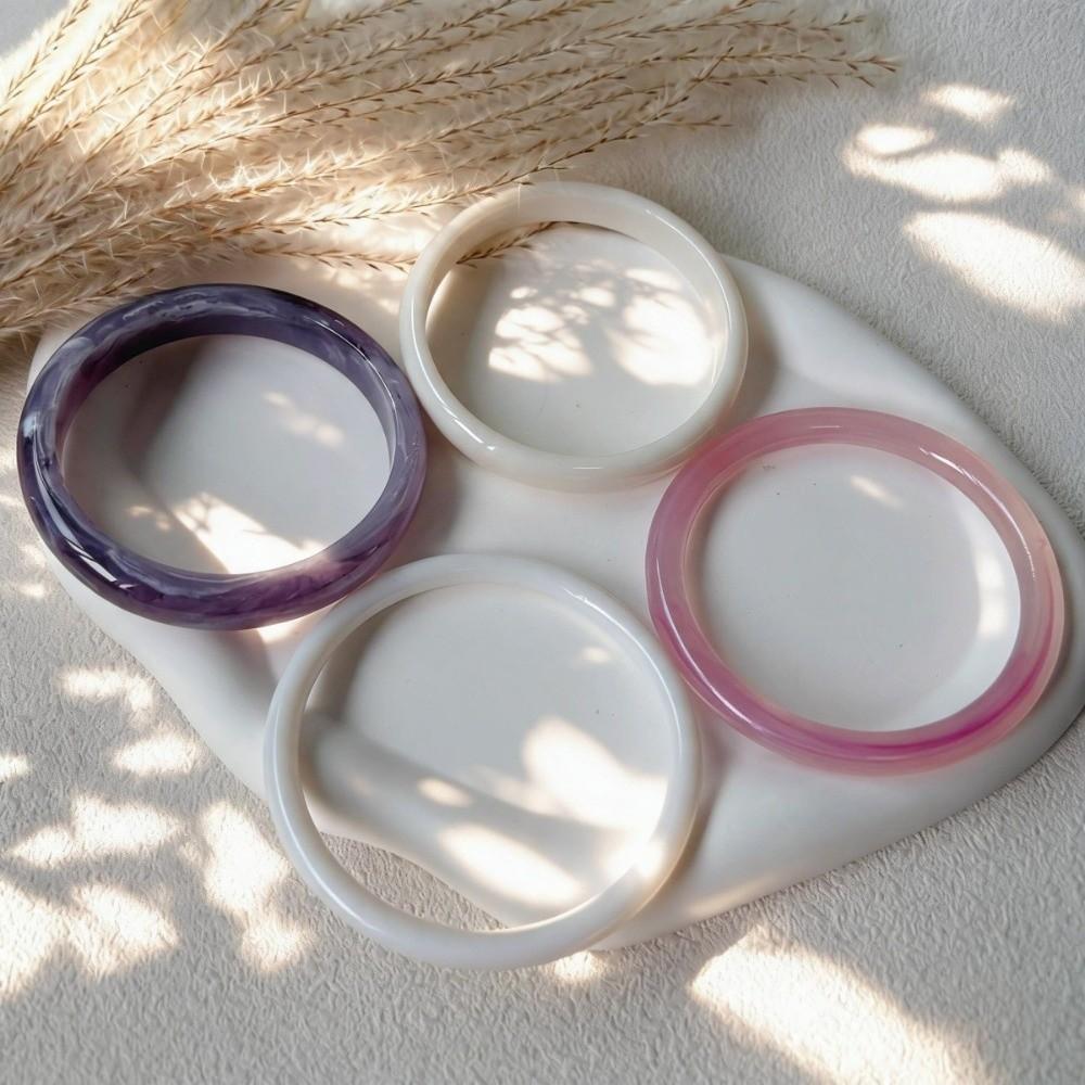 3/4 Pcs Multicolor Round Bangles Smudged Cuff Bracelet Set Vintage Thin Resin Bracelet Set  Gifts