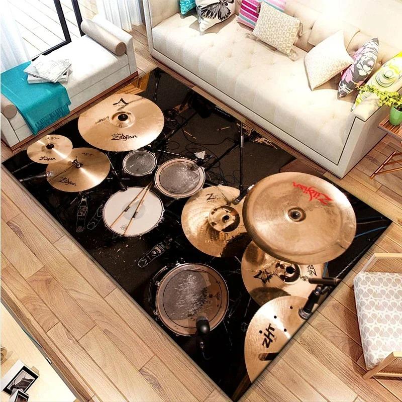 Rum Kit Music Instruments Area Large Carpet Musical Rock Rug for Home Living Room Bedroom Dorm Door Mat Non-slip Floor Mats INS