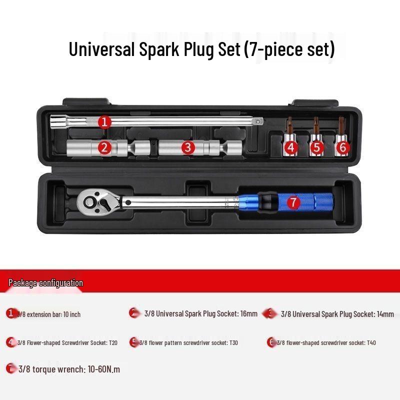 Adjustable Ratchet Torque Wrench for Auto Repair: Preset Tire & Spark Plug Socket Tool